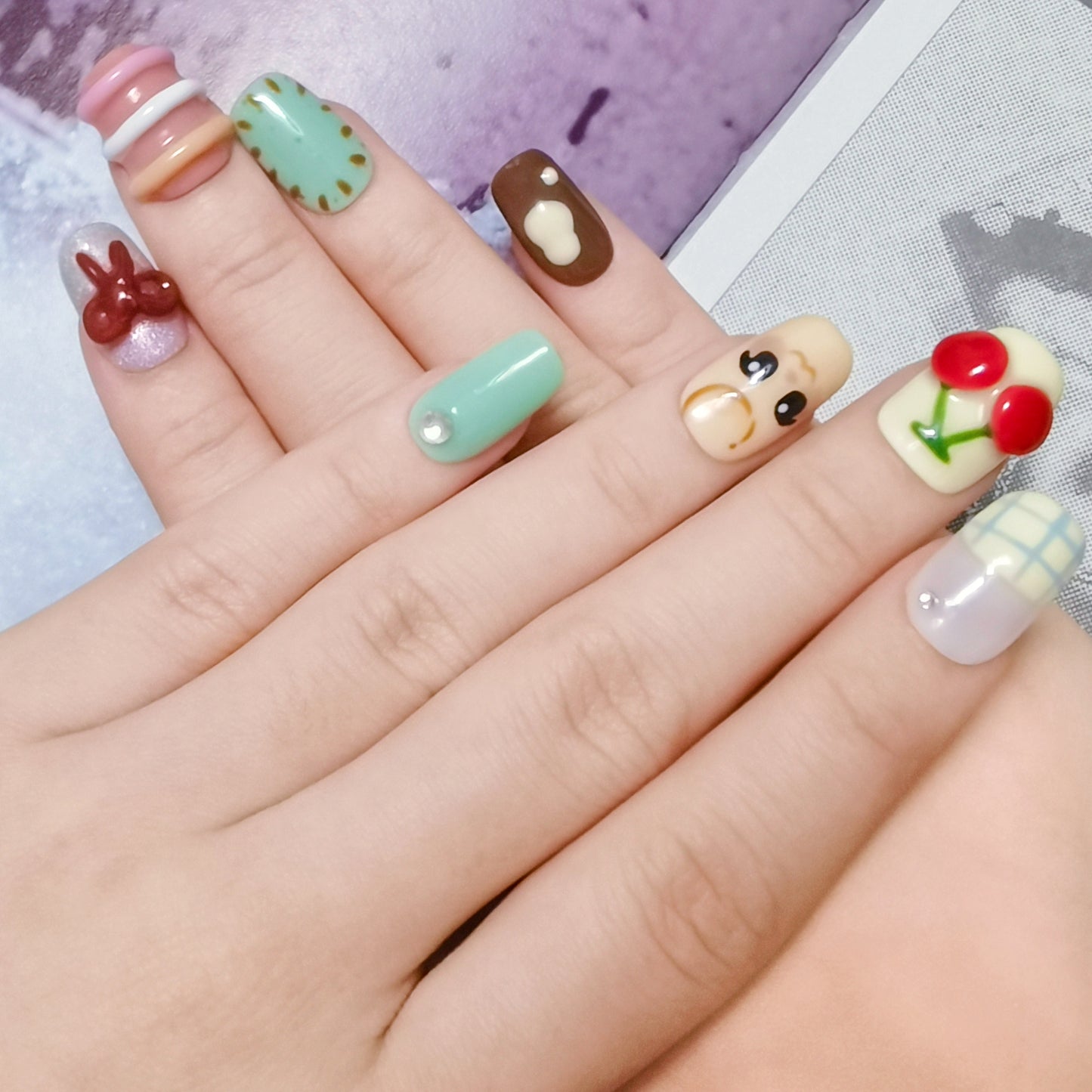 Mint Puppy Min Handmade Press On Nail