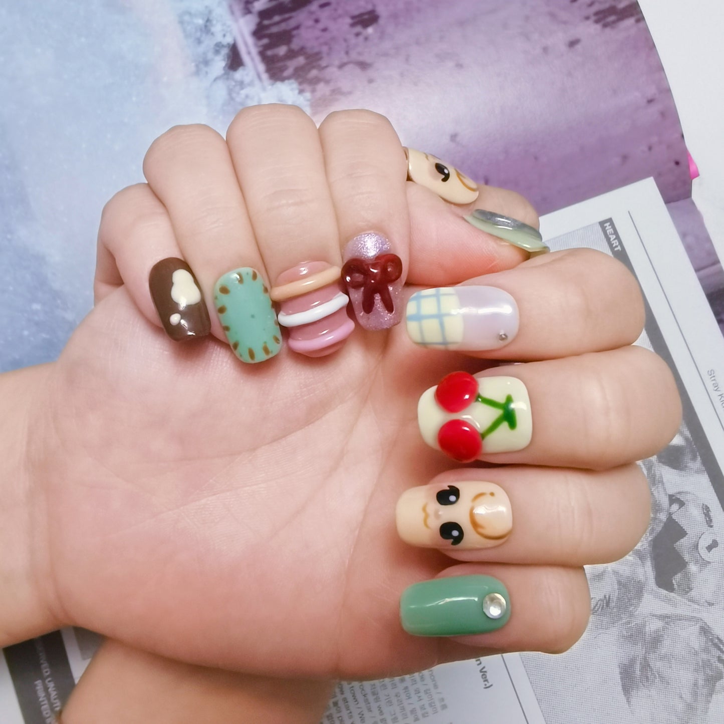 Mint Puppy Min Handmade Press On Nail