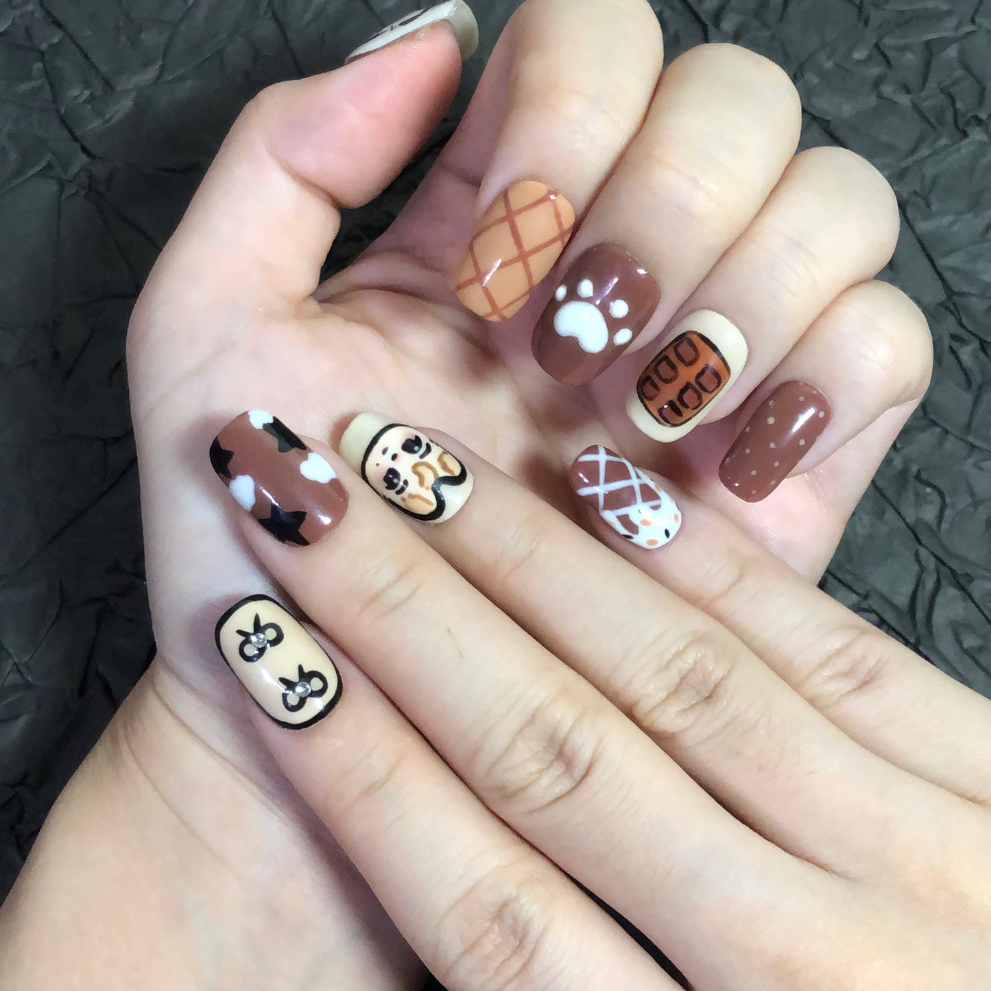 Choco Brown Quokka Hannie Handmade Press On Nail