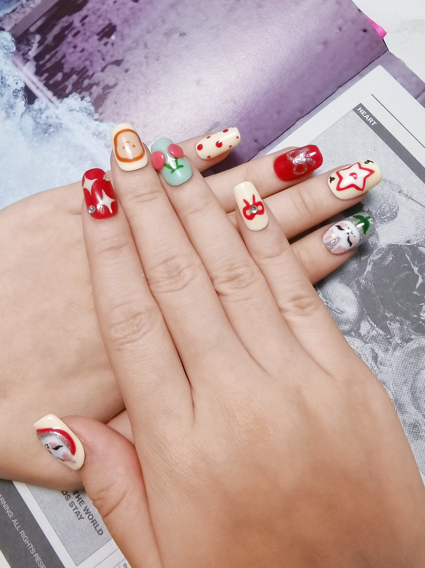 Bright Foxy Innie Handmade Press On Nail