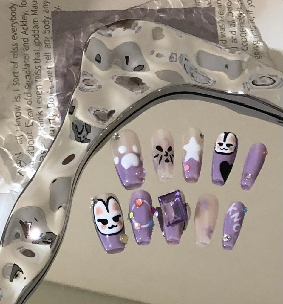 Shiny Rabbit Know Hand Made Press On Nail