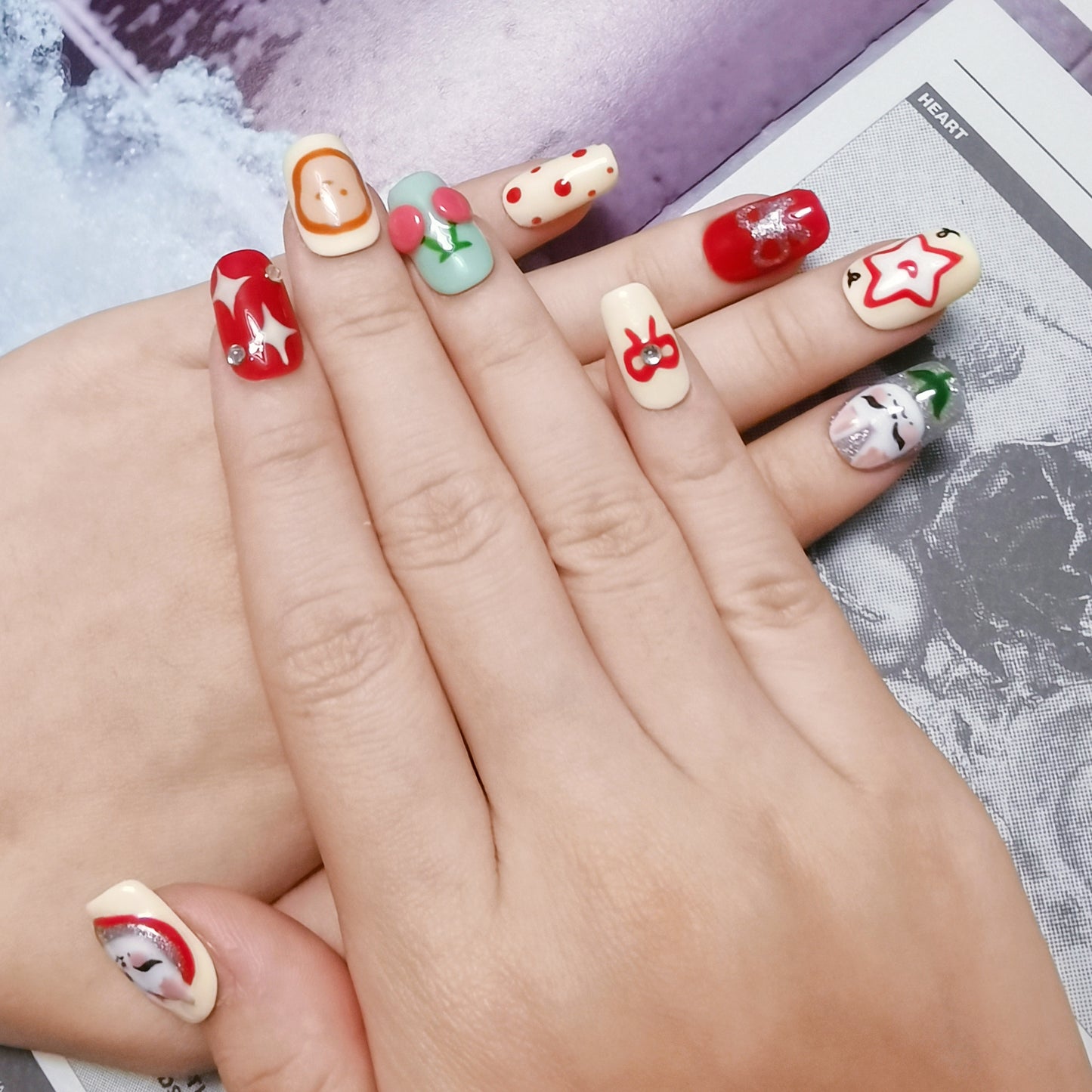 Bright Foxy Innie Handmade Press On Nail