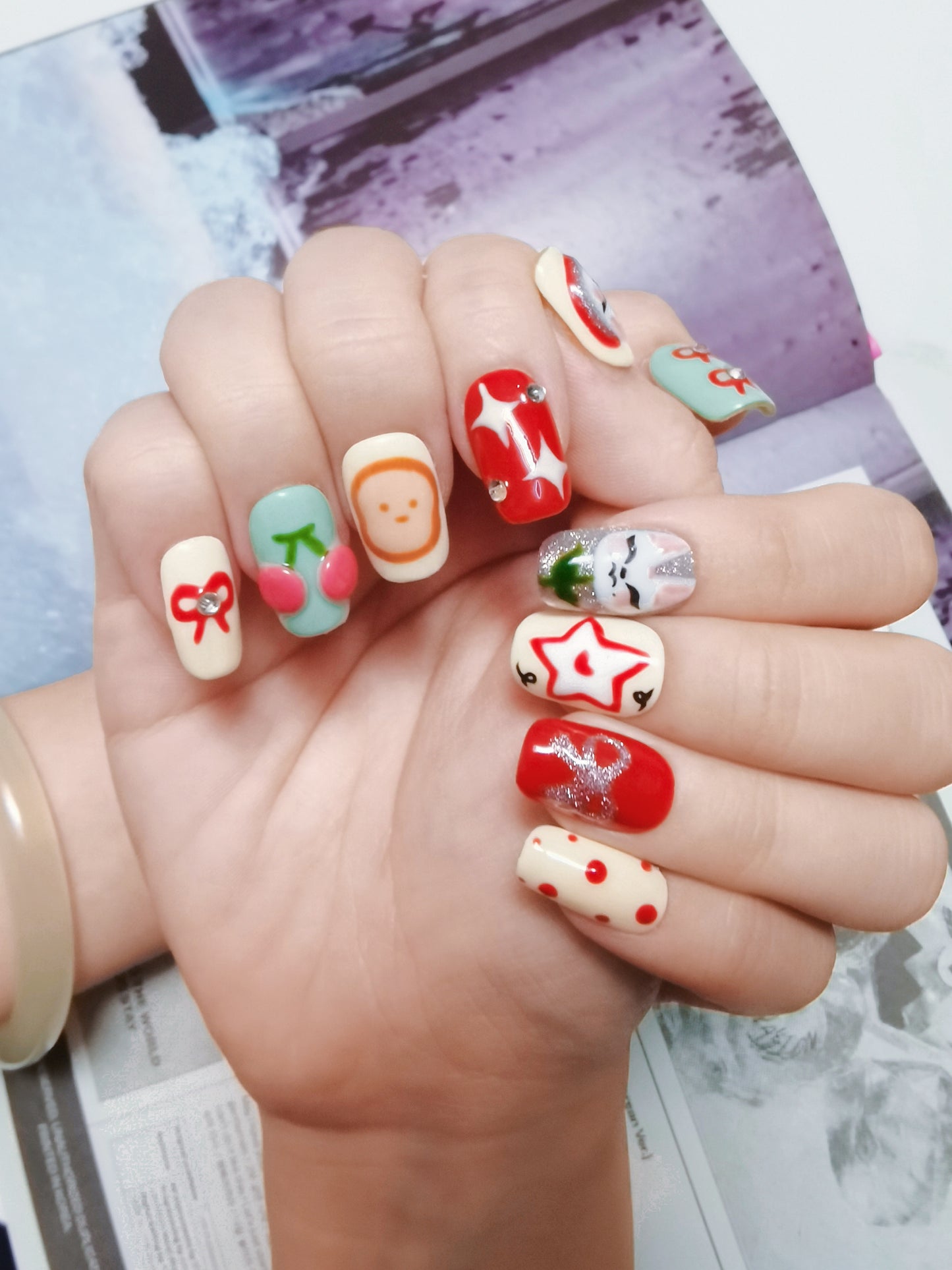 Bright Foxy Innie Handmade Press On Nail