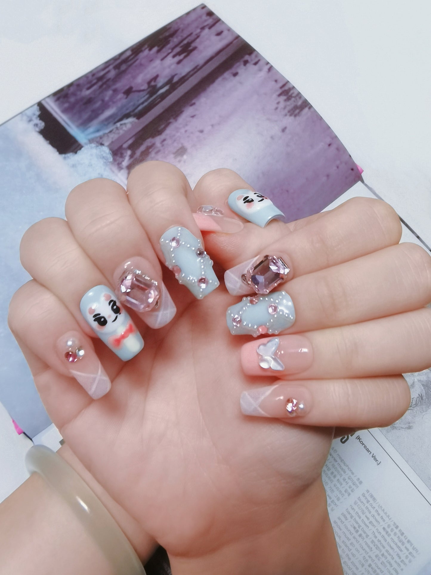 Cute Ferret Hyunni Handmade Press On Nail