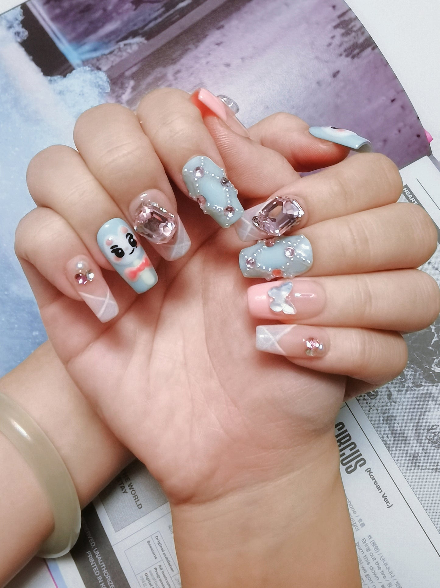 Cute Ferret Hyunni Handmade Press On Nail