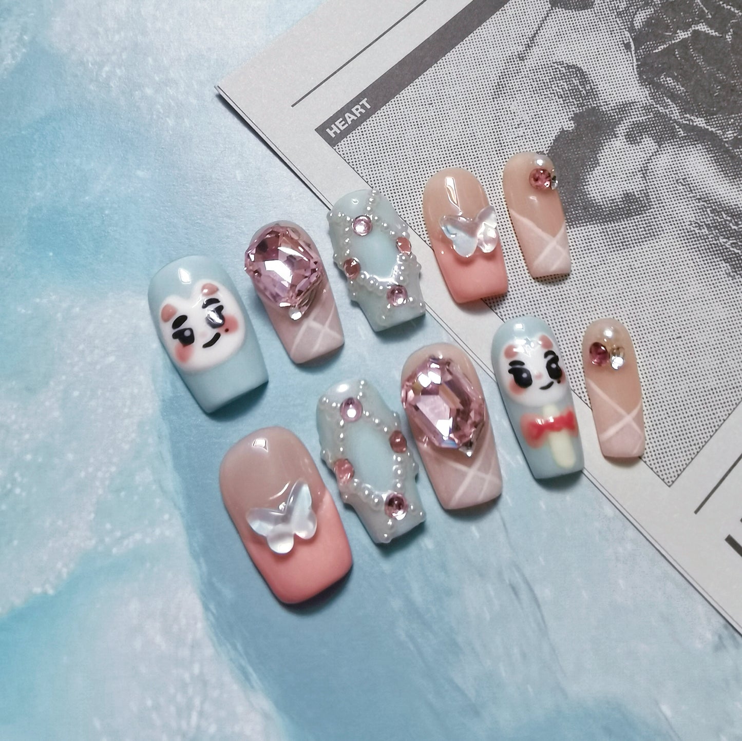 Cute Ferret Hyunni Handmade Press On Nail