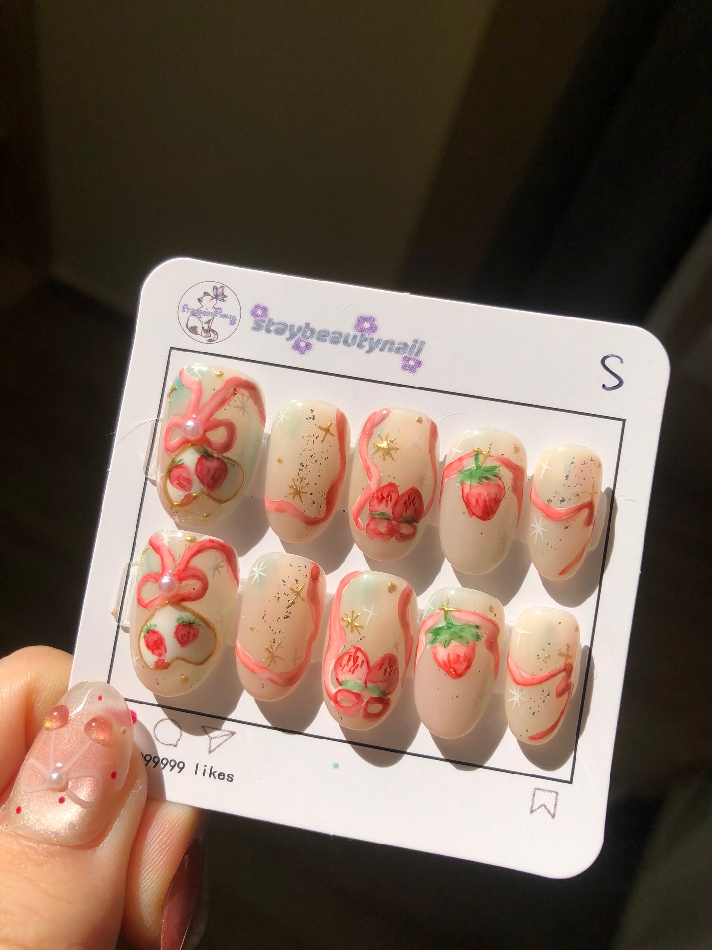 Ballet Style Strawberry Oval Press On Nail