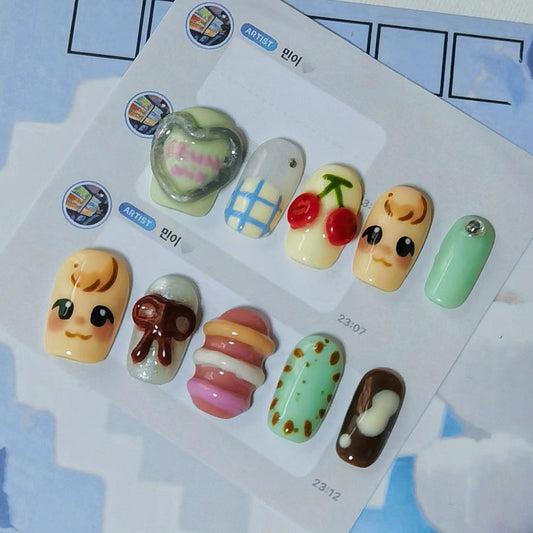 Mint Puppy Min Handmade Press On Nail